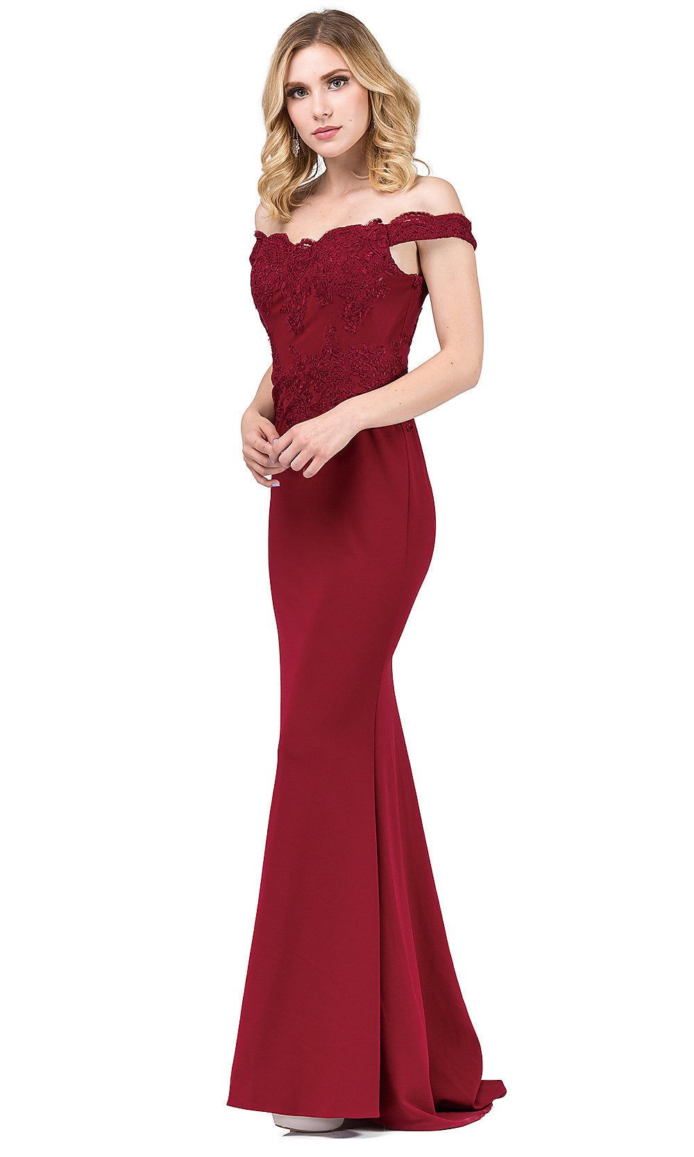 Off-the-Shoulder Mermaid Prom Dress with Train sold by PromGirl product image thumbnail 5