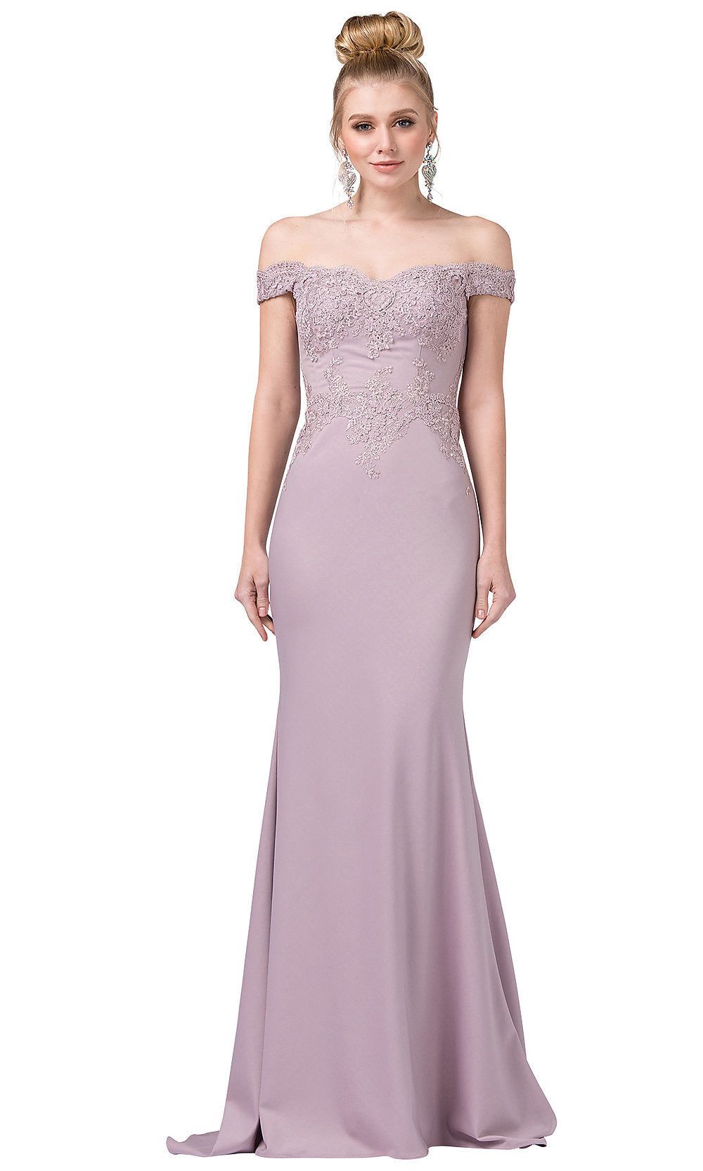 Off-the-Shoulder Mermaid Prom Dress with Train sold by PromGirl product image thumbnail 3