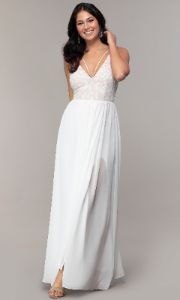Sequin-Bodice Double-Strap Long Simply Prom Dress sold by PromGirl