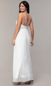 Sequin-Bodice Double-Strap Long Simply Prom Dress sold by PromGirl