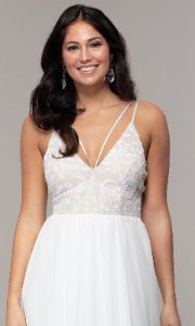 Sequin-Bodice Double-Strap Long Simply Prom Dress sold by PromGirl