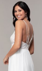 Sequin-Bodice Double-Strap Long Simply Prom Dress sold by PromGirl