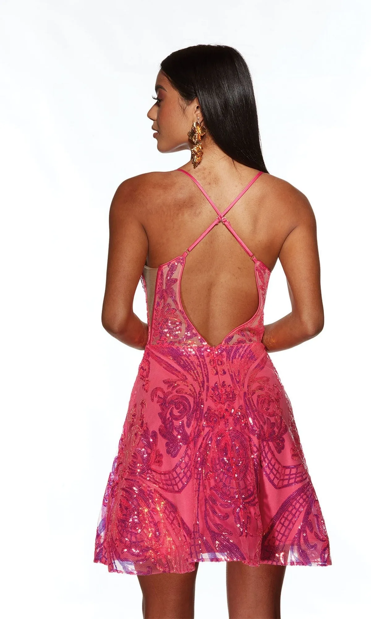 Alyce Low V-Neck Short Sequin Hoco Dress 3775 sold by PromGirl product image thumbnail 2