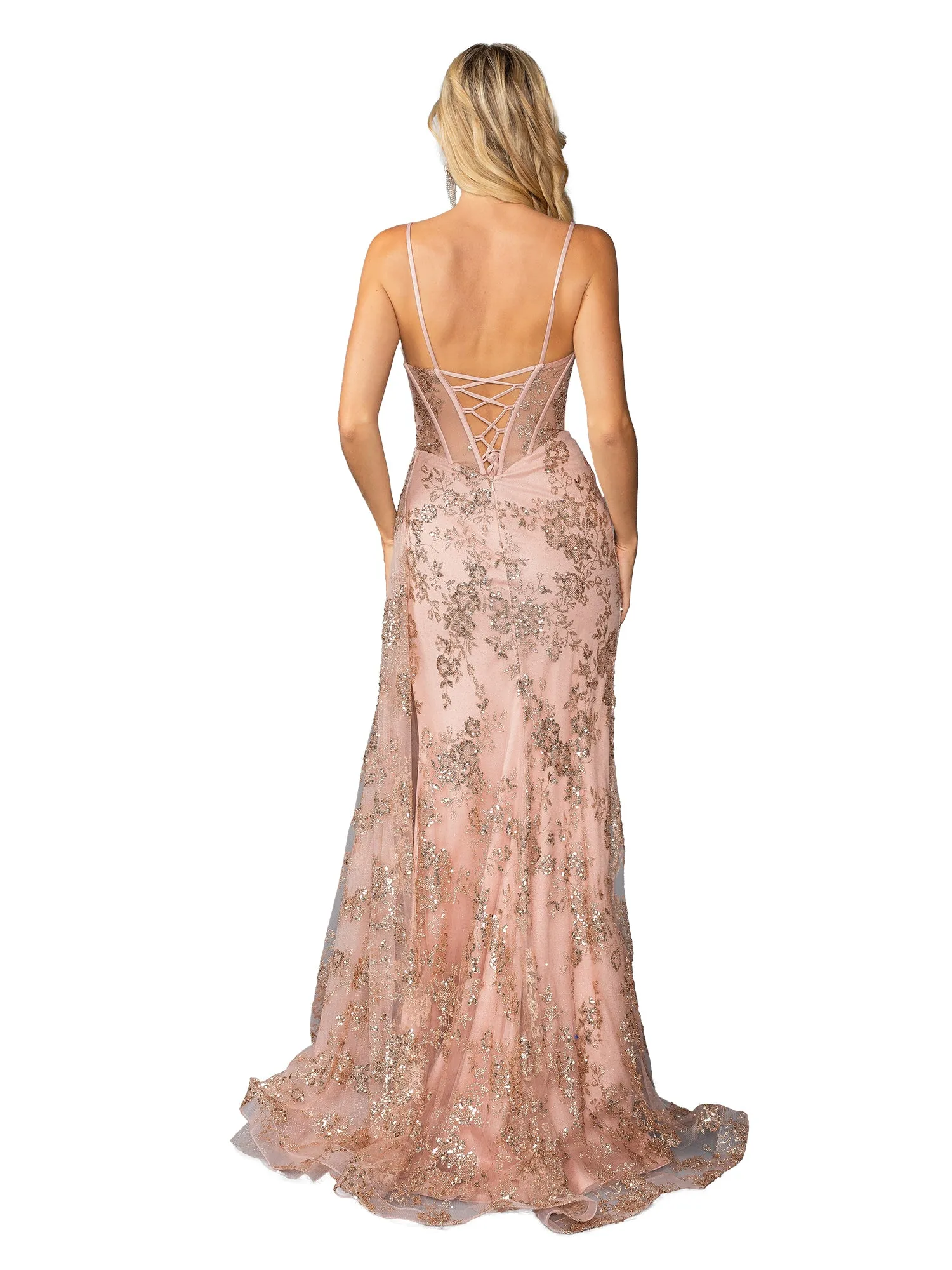 Glitter-Print Long Prom Dress: Dancing Queen 4425 sold by PromGirl product image thumbnail 2