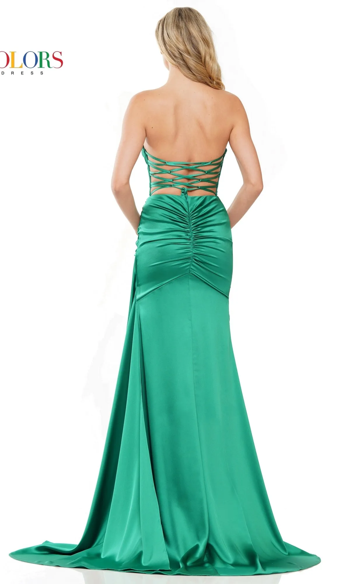 Strappy-Back Strapless Long Satin Prom Dress 2968 sold by PromGirl product image thumbnail 2