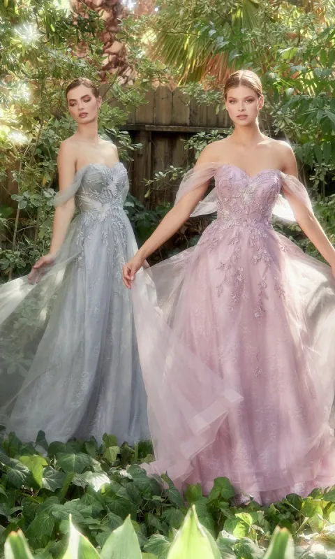 Off-the-Shoulder Long Floral Prom Ball Gown A1149 sold by PromGirl