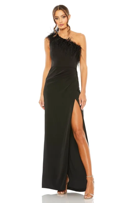 One-Shoulder Black Formal Dress: Mac Duggal 68456 sold by PromGirl