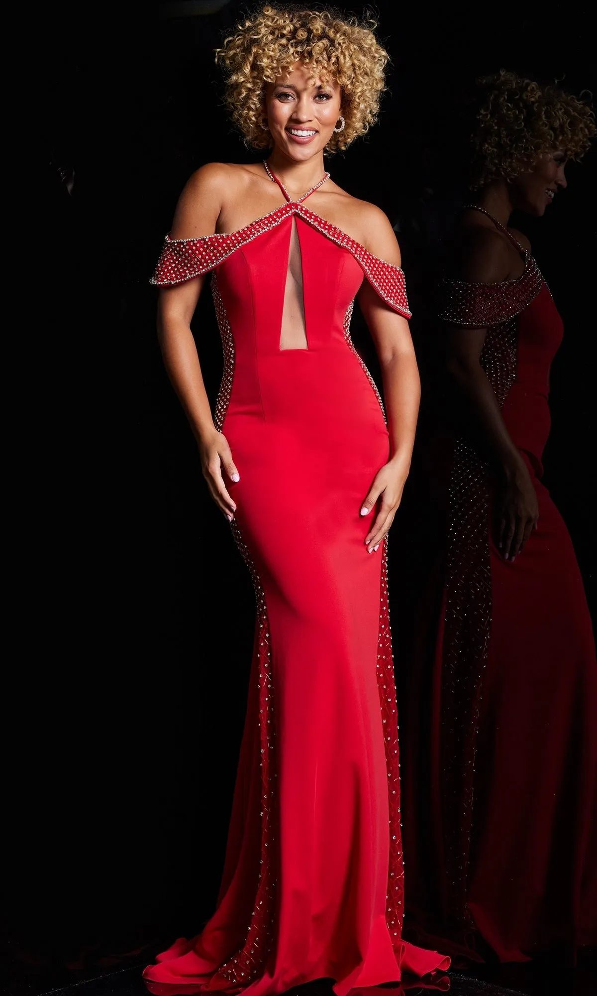 Jovani Sheer-Illusion-Sides Long Prom Dress 24611 sold by PromGirl product image thumbnail 4