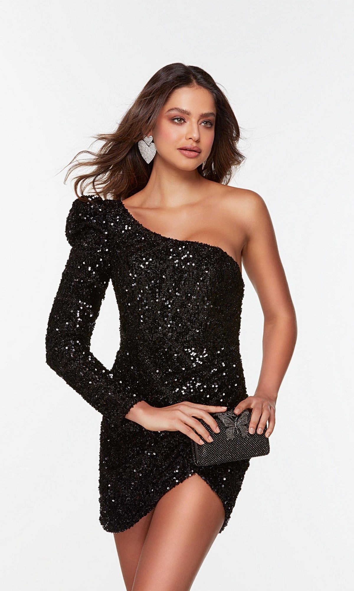 One-Sleeve Short Sequin Homecoming Dress 4539 sold by PromGirl product image thumbnail 5