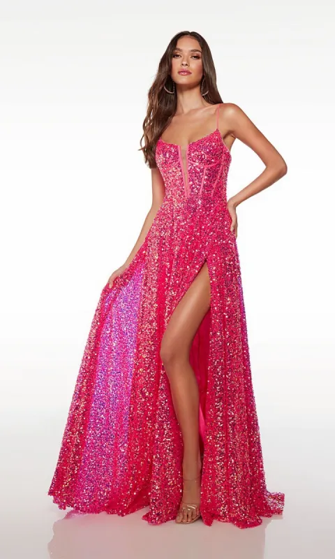 Alyce Plunging V-Neck Long Sequin Prom Dress 61517 sold by PromGirl