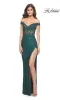 La Femme Off-Shoulder Long Corset Prom Dress 32116 sold by PromGirl