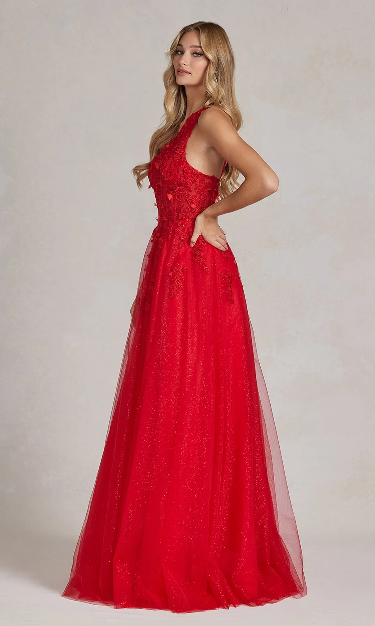 One-Shoulder Long Red Ball Gown sold by PromGirl product image thumbnail 4