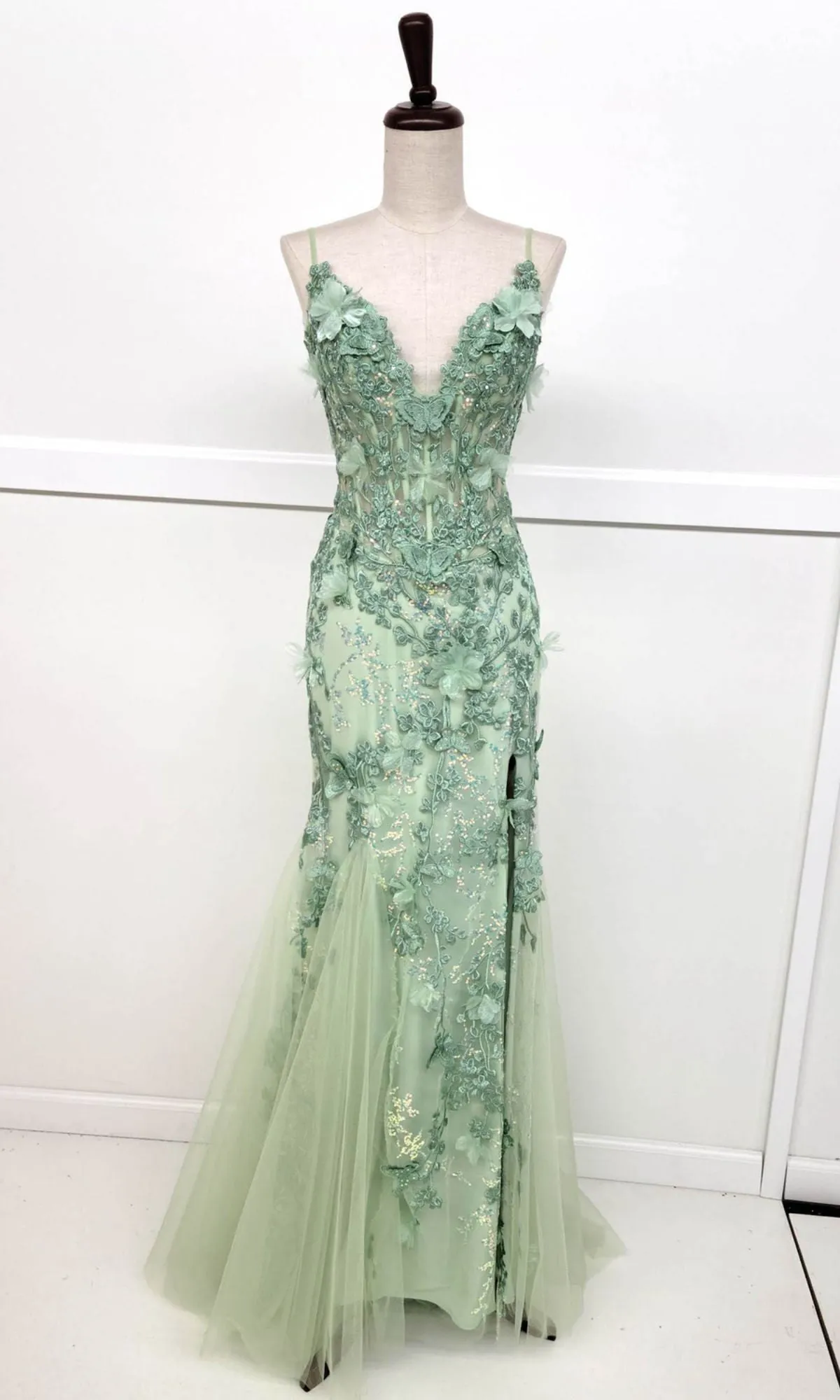 Floral-Embroidered Long Prom Dress: Chicas C328 sold by PromGirl product image thumbnail 3