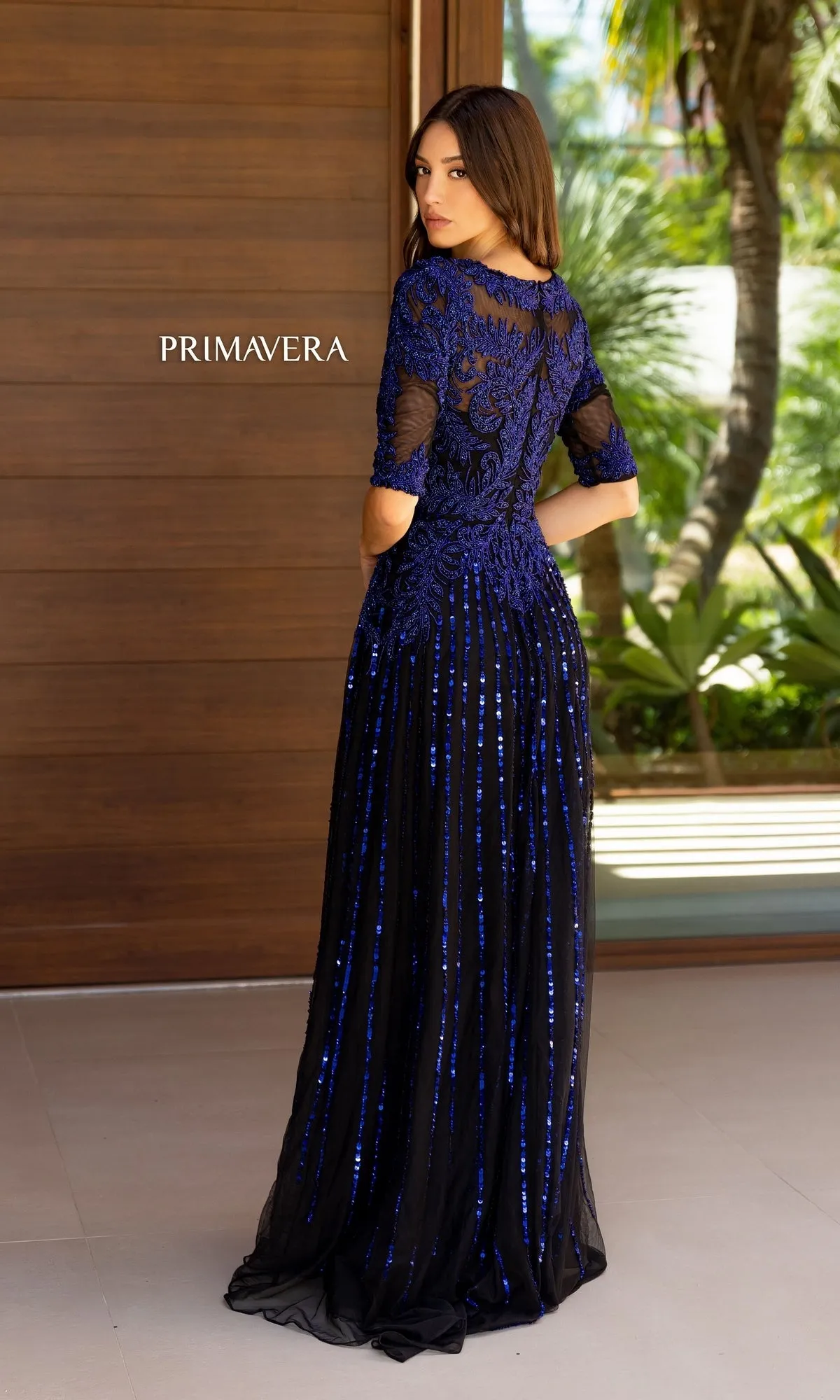 Modest Long Beaded Prom Dress: Primavera 13120 sold by PromGirl product image thumbnail 2