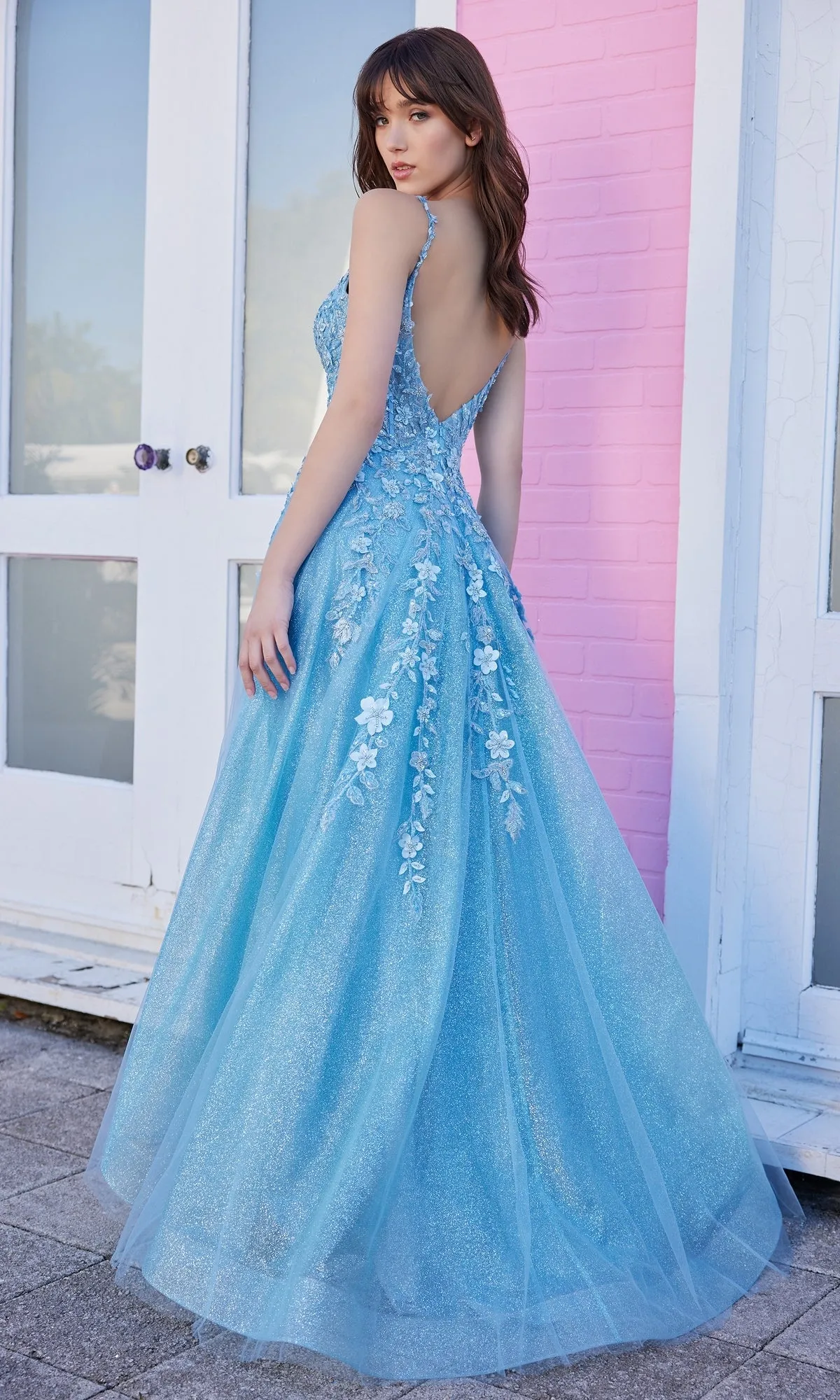 Light Blue Ellie Wilde Long Prom Dress EW35108 sold by PromGirl product image thumbnail 2