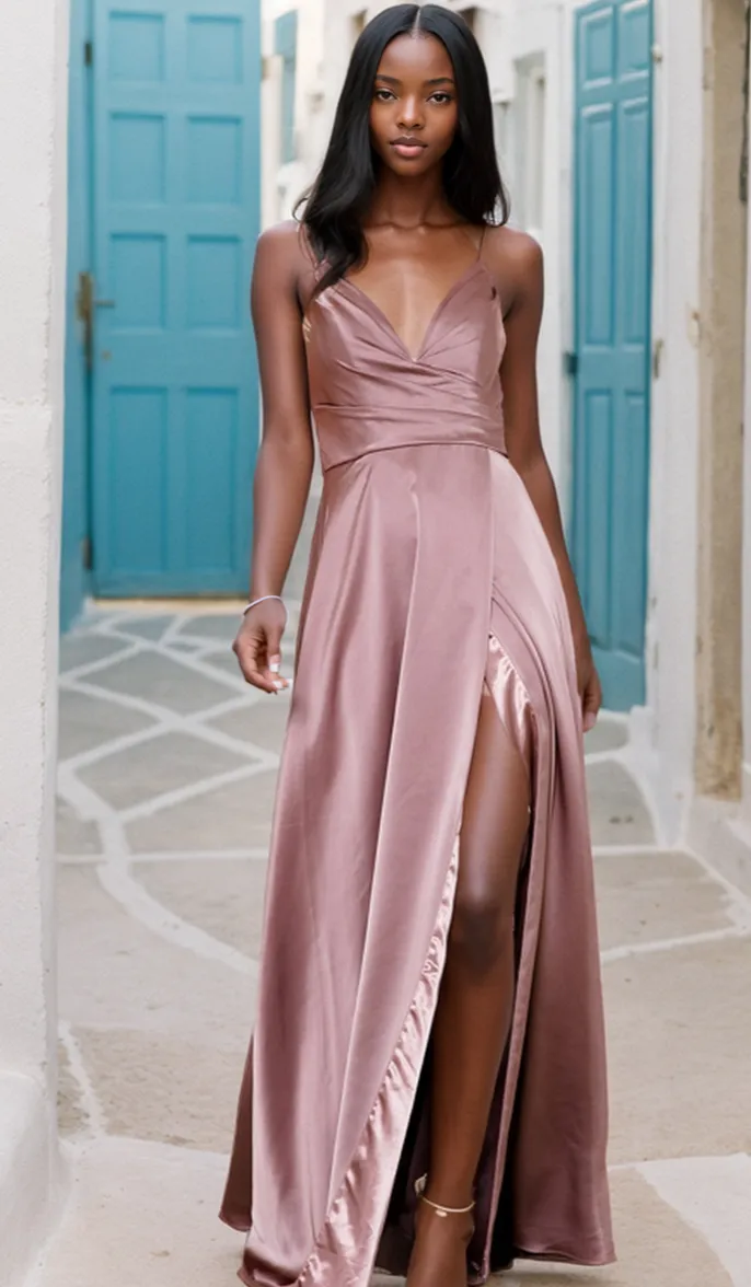 Long Satin A-Line Formal Prom Dress BZ012 sold by PromGirl
