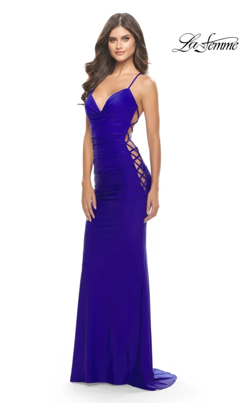 La Femme Lace-Up-Sides Long Prom Dress 31315 sold by PromGirl