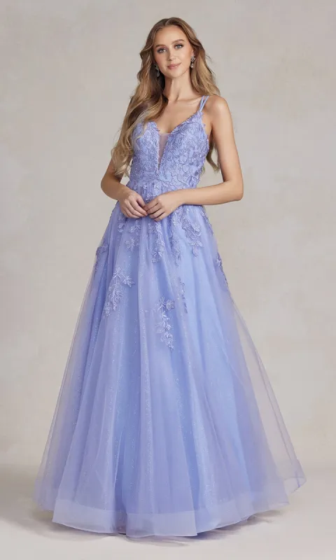 Embroidered Tulle Prom Ball Gown with Corset Back sold by PromGirl