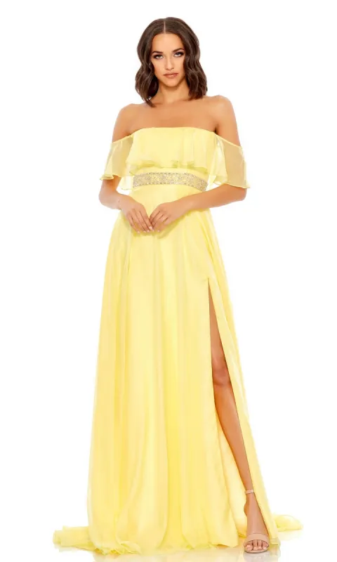 Beaded-Waist Off-Shoulder Long Prom Dress 67817 sold by PromGirl