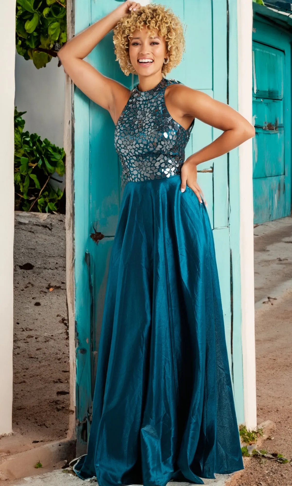 JVN by Jovani High-Neck Prom Dress JVN39295 sold by PromGirl product image thumbnail 3