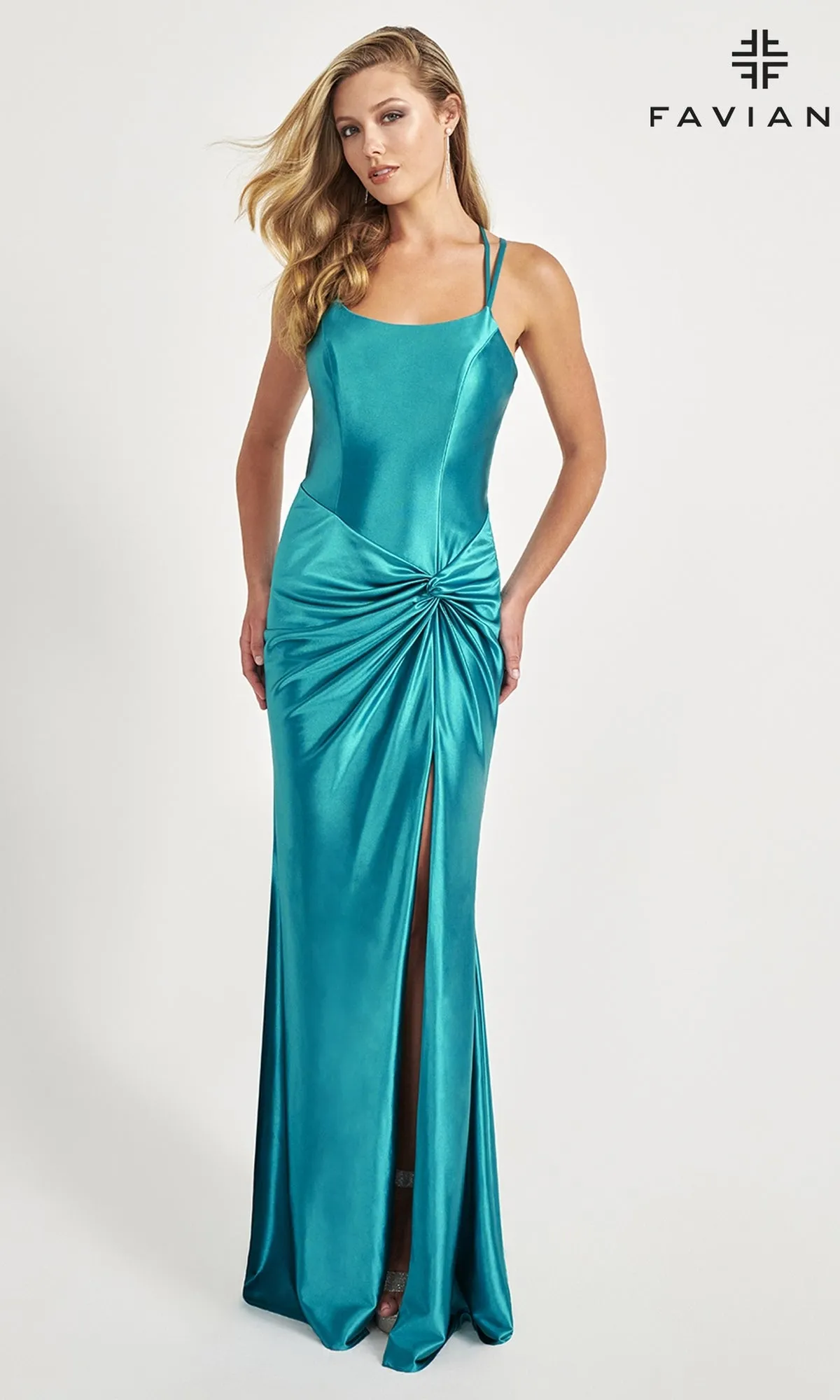 Faviana Twist-Front Long Formal Dress 11024 sold by PromGirl