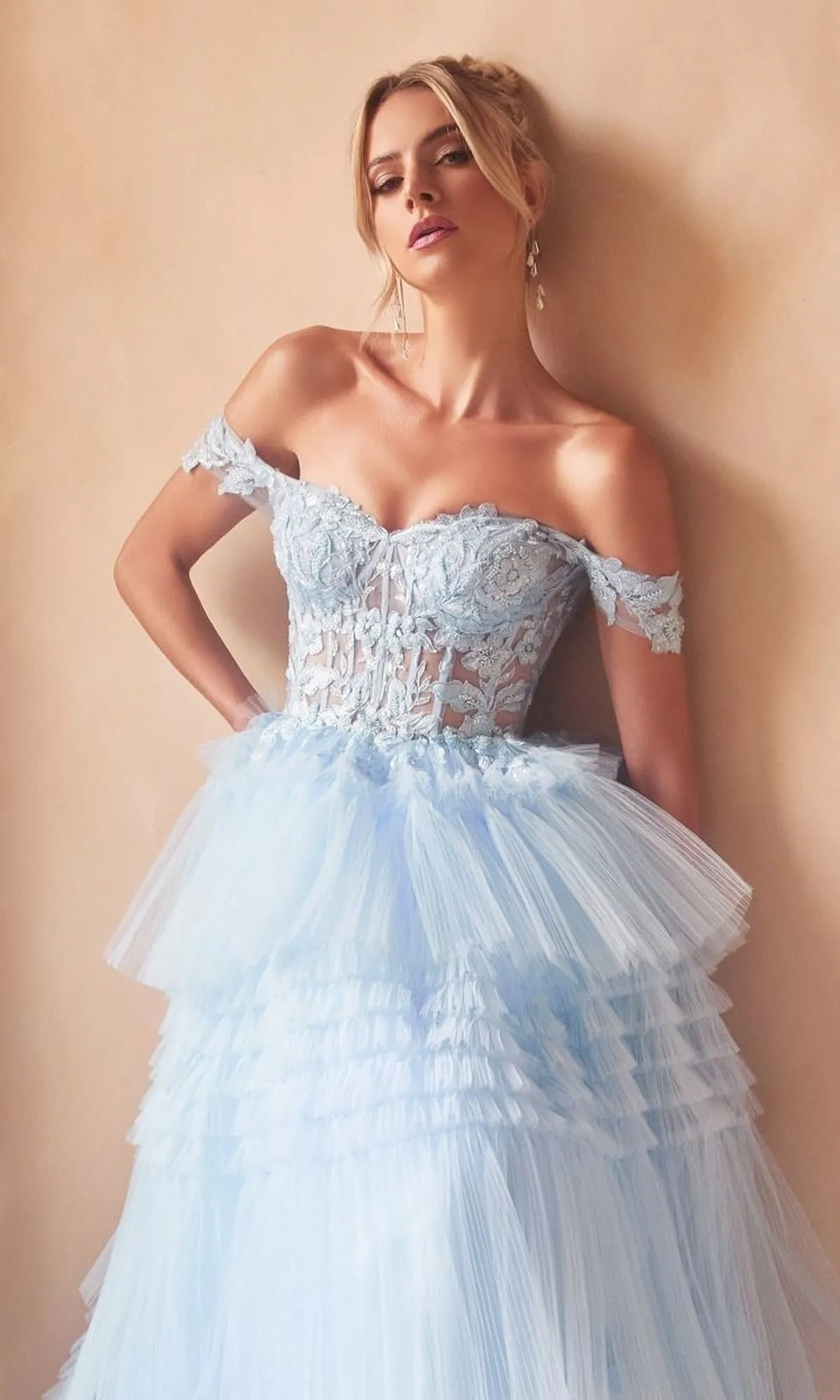 Lace-Bodice Long Ruffled Prom Ball Gown 9315 sold by PromGirl product image thumbnail 4