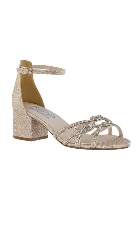 Zoey Open-Toe Champagne Prom Shoes: Touch Ups 4383 sold by PromGirl