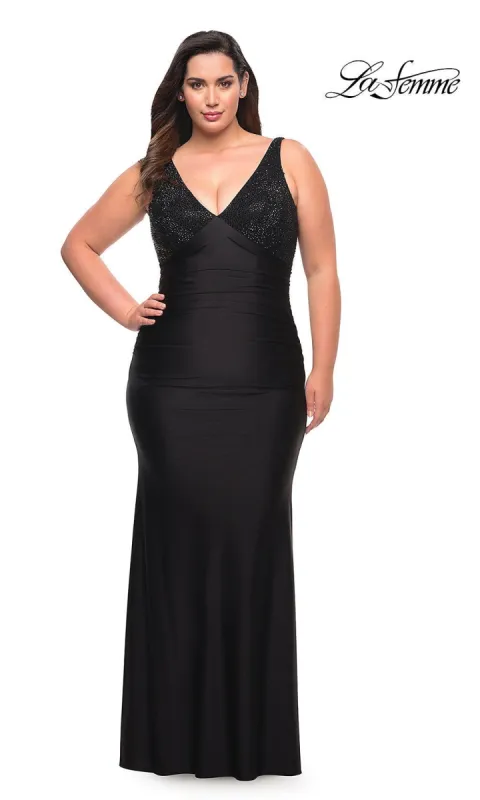 Empire-Waist Long La Femme Plus-Size Prom Dress sold by PromGirl