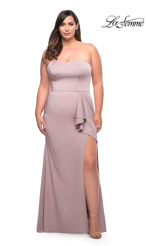 Strapless Long Plus-Size La Femme Prom Dress sold by PromGirl