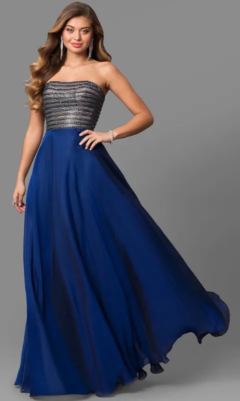 Long Strapless Prom Dress by La Femme sold by PromGirl