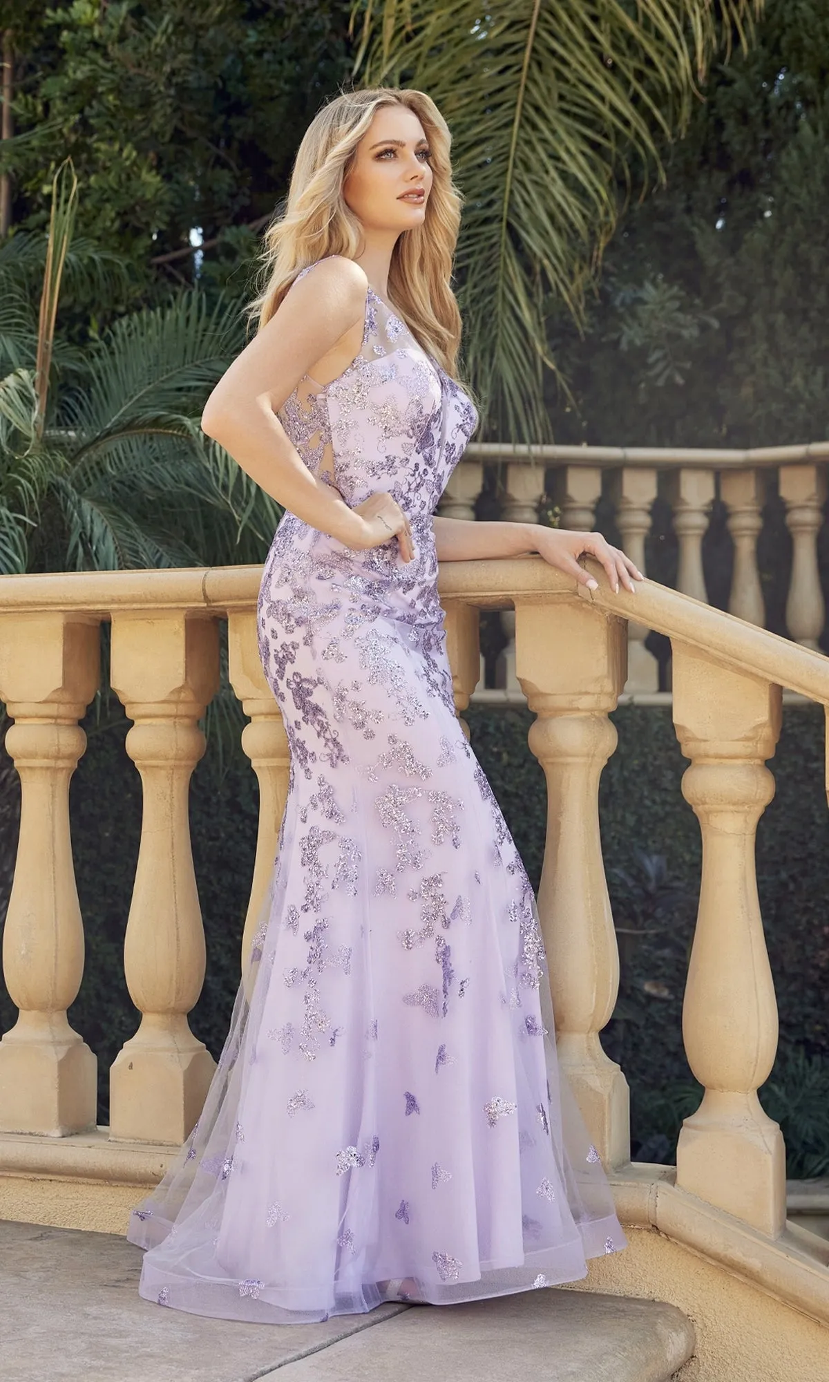 Glitter-Print Long Prom Dress: Juliet 294 sold by PromGirl product image thumbnail 4