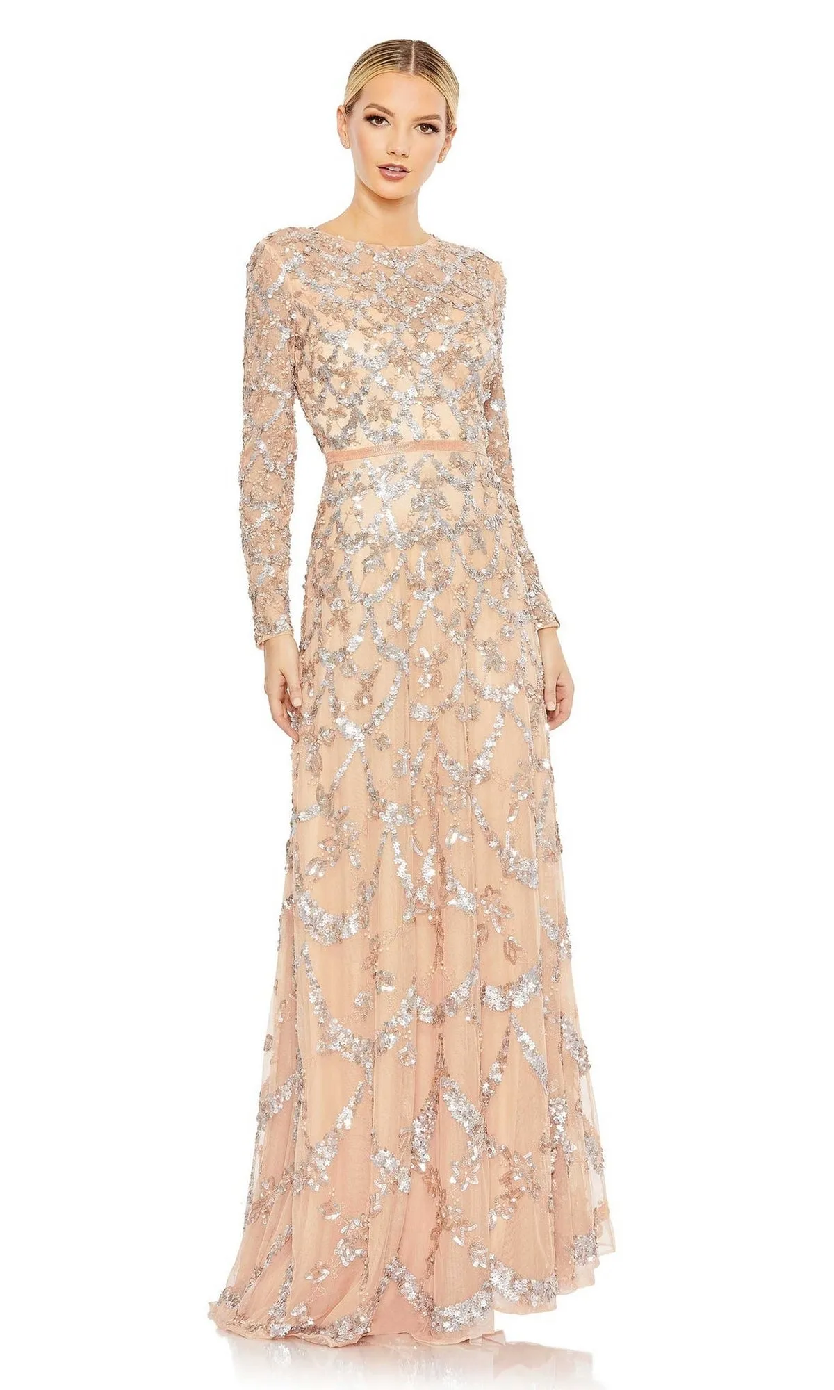Long Sleeve Sequin Formal Gown: Mac Duggal 5496 sold by PromGirl