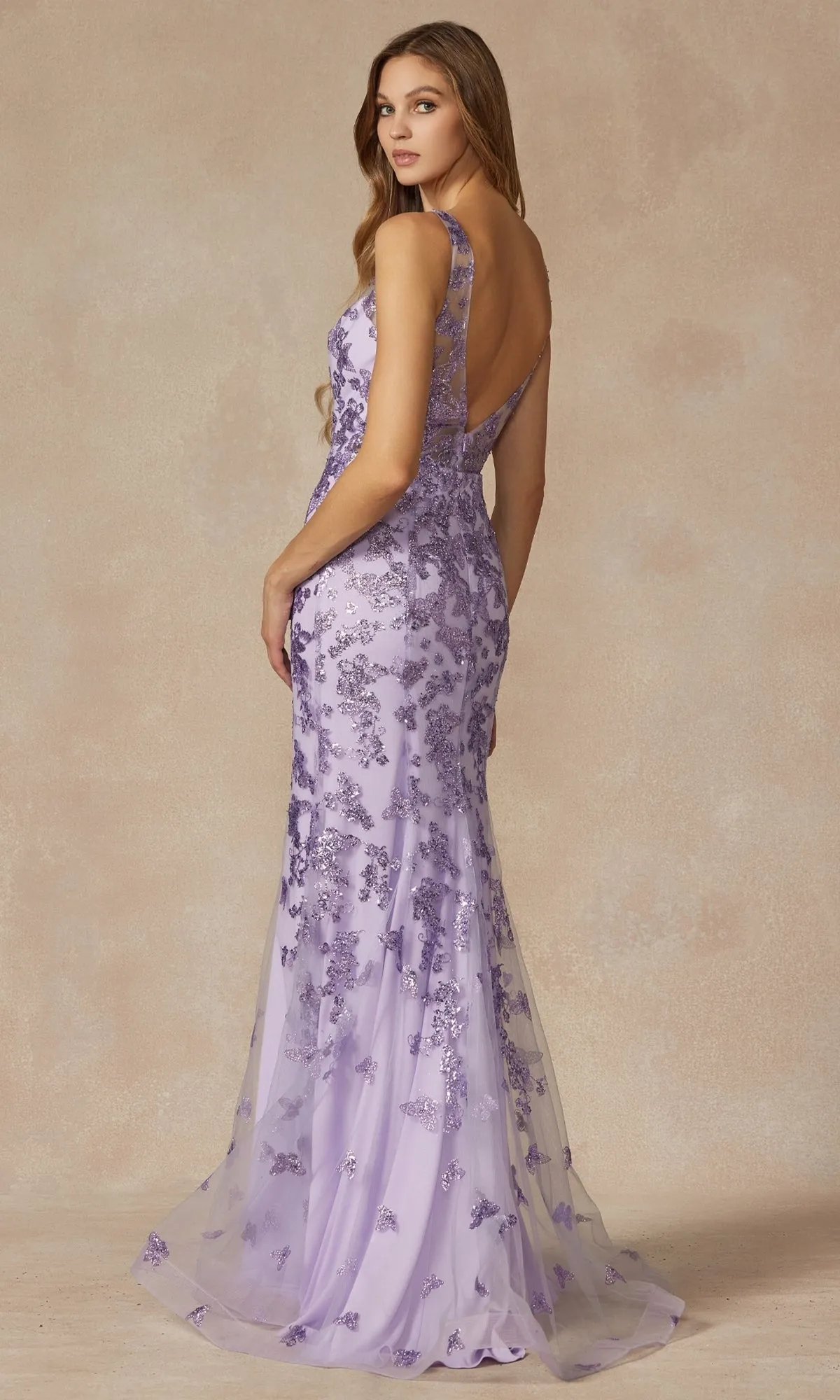 Glitter-Print Long Prom Dress: Juliet 294 sold by PromGirl product image thumbnail 2