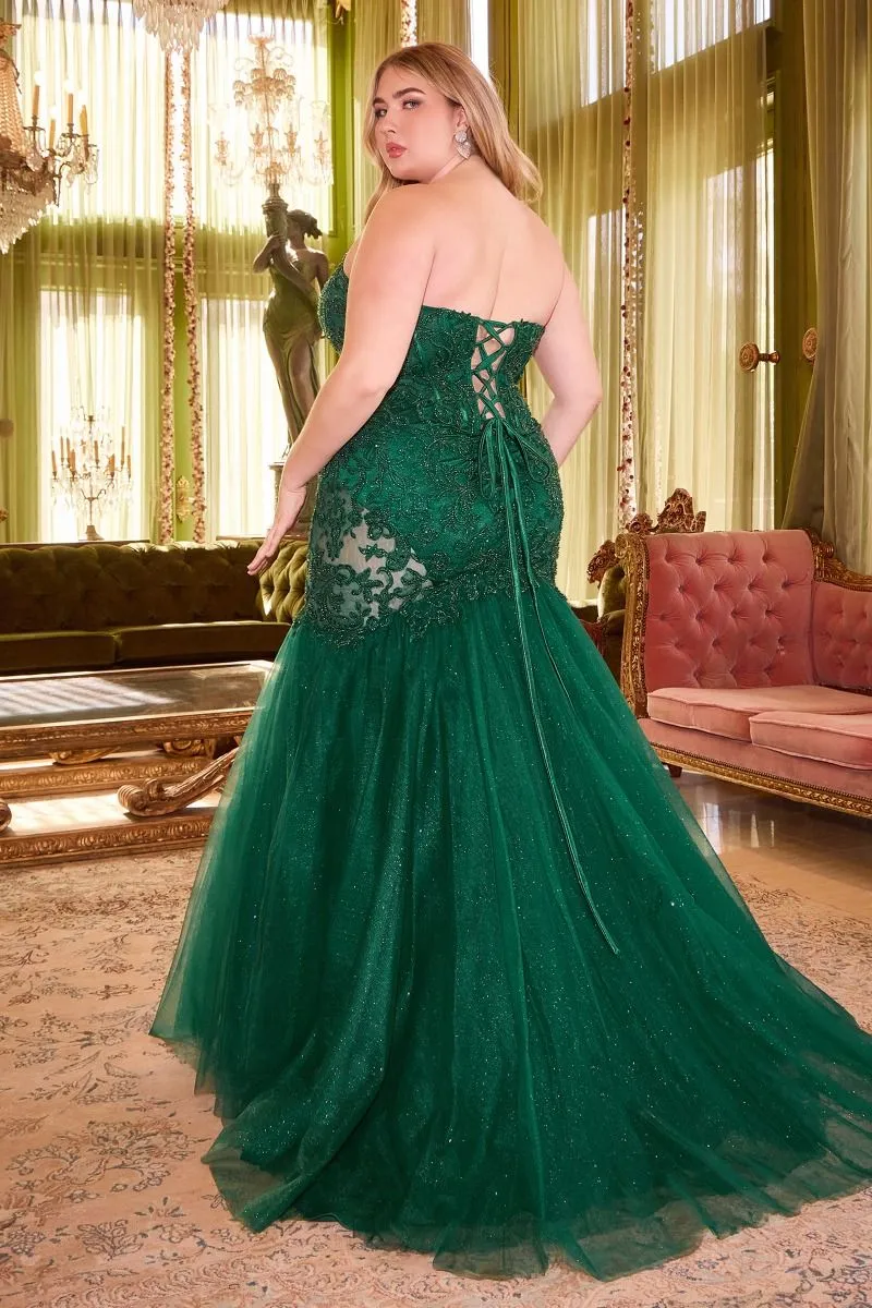 Plus-Size Strapless Long Lace Prom Dress CDS482C sold by PromGirl product image thumbnail 2