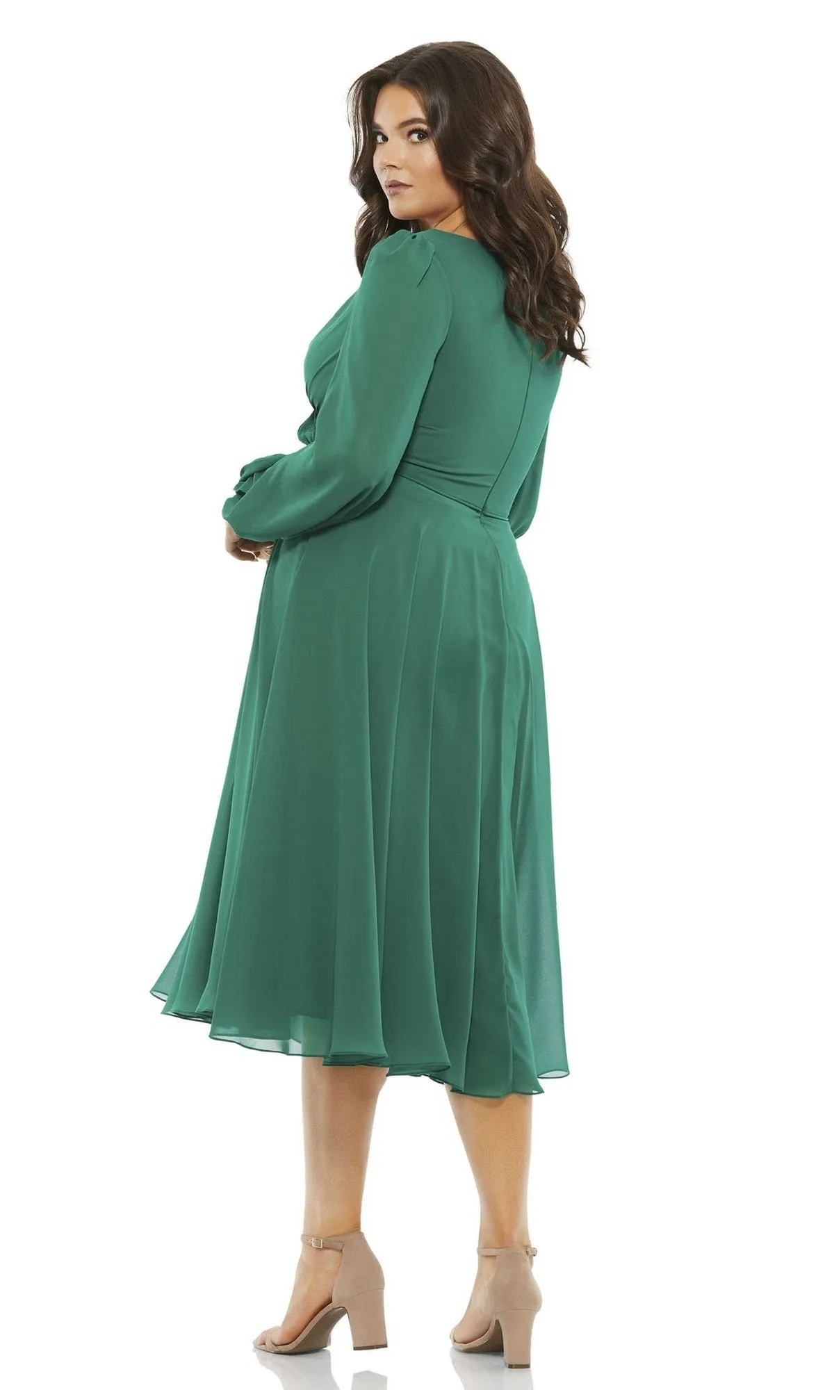 Plus Long-Sleeve Short Green Party Dress 67914 sold by PromGirl product image thumbnail 2