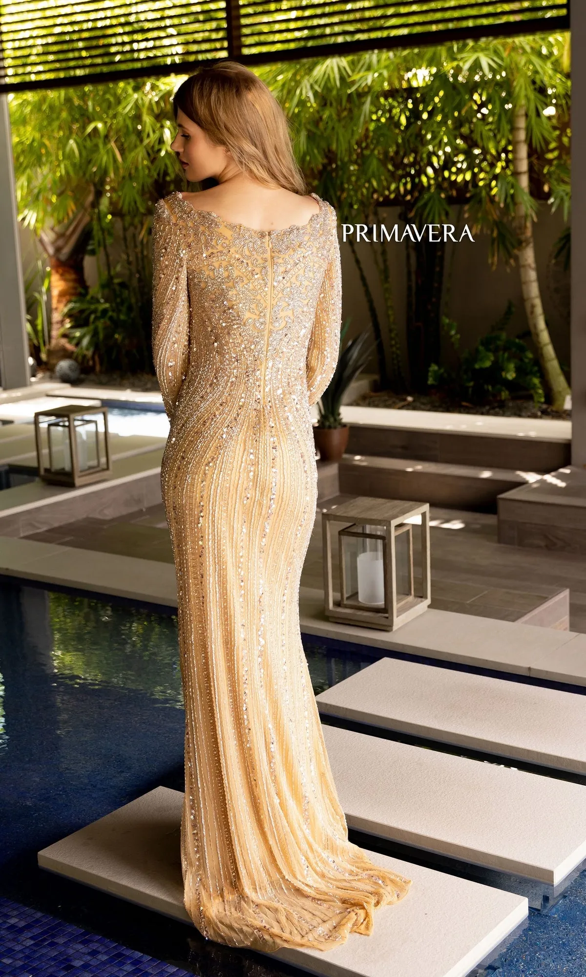 Primavera Long Sleeve Beaded Formal Dress 12103 sold by PromGirl product image thumbnail 2