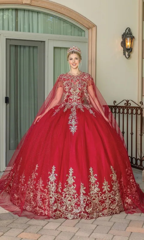 Short-Sleeve Red Quinceanera Dress 1708 sold by PromGirl