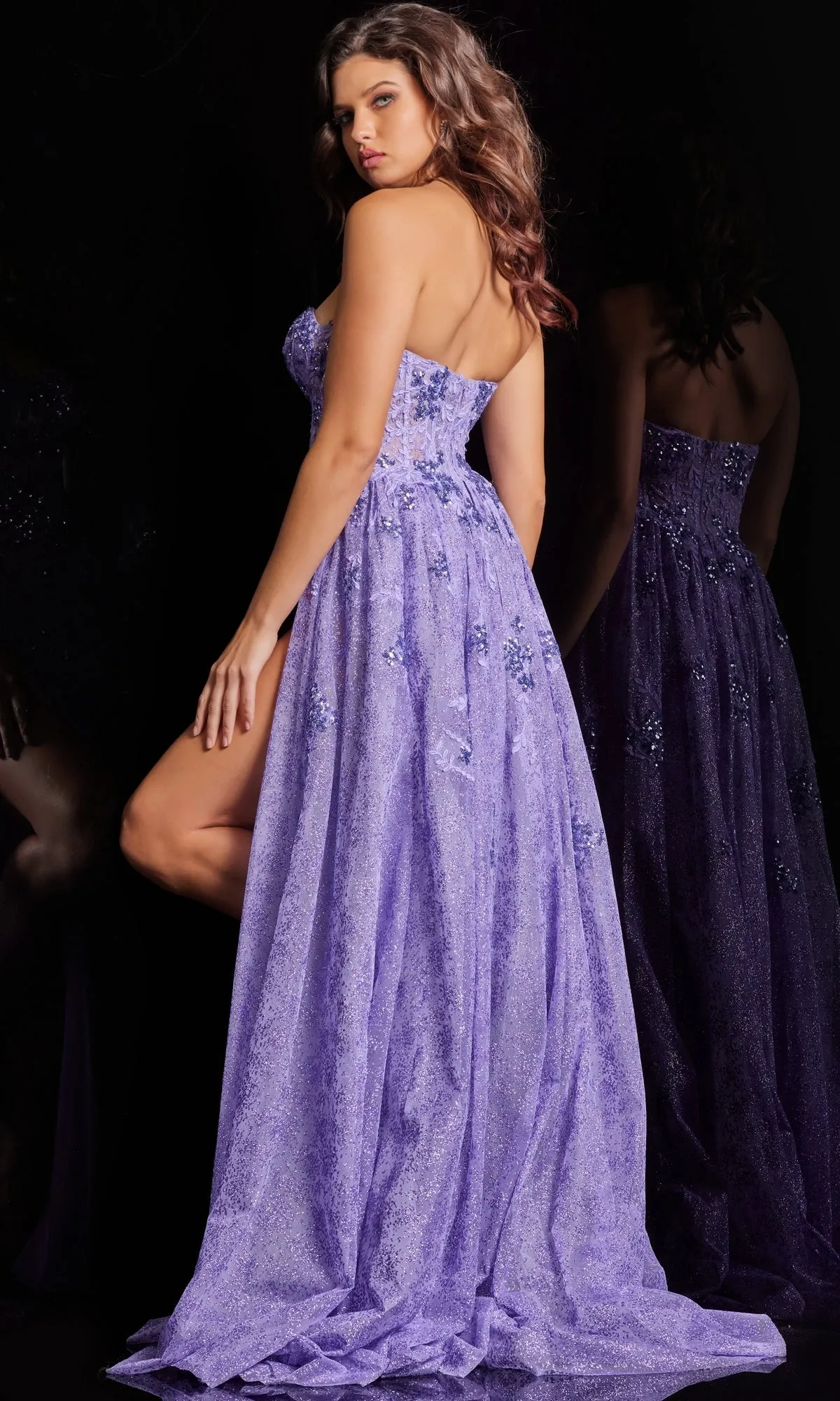 Jovani Strapless Long Glitter Prom Dress 26232 sold by PromGirl product image thumbnail 2