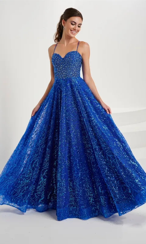 Tiffany Beaded-Bodice Glitter Tulle Prom Dress 16088 sold by PromGirl
