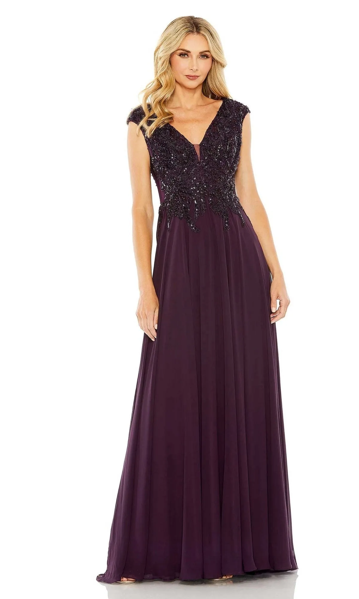 Beaded-Bodice Long Formal Dress: Mac Duggal 20264 sold by PromGirl