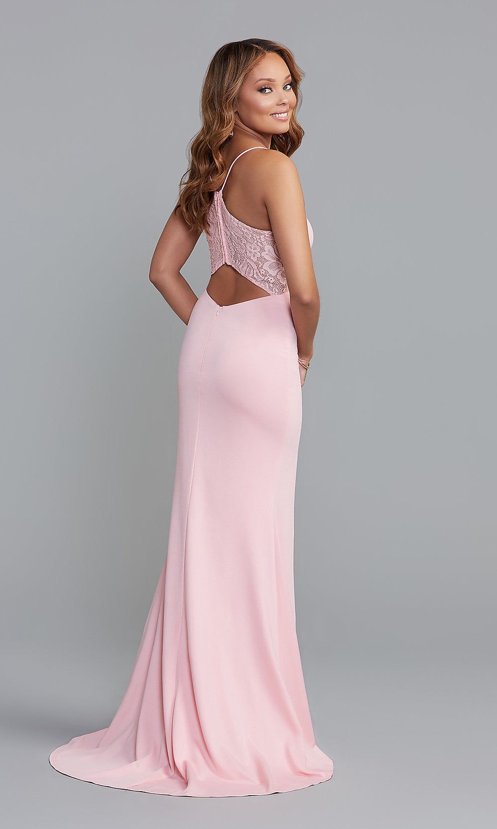 PromGirl Rose Pink Lace-Back Long Prom Dress sold by PromGirl product image thumbnail 2