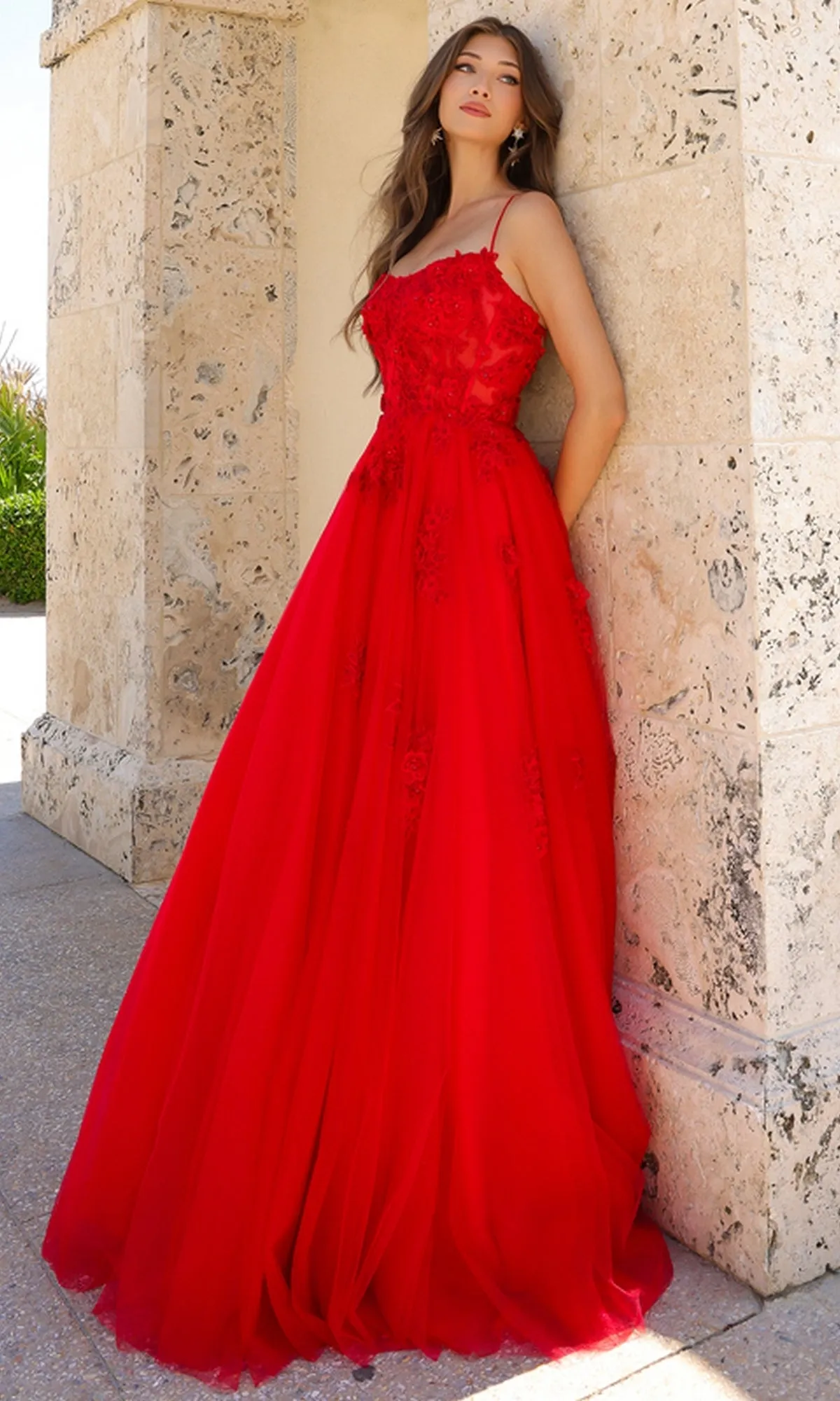 Embroidered-Tulle Long A-Line Prom Ball Gown 7035 sold by PromGirl product image thumbnail 5