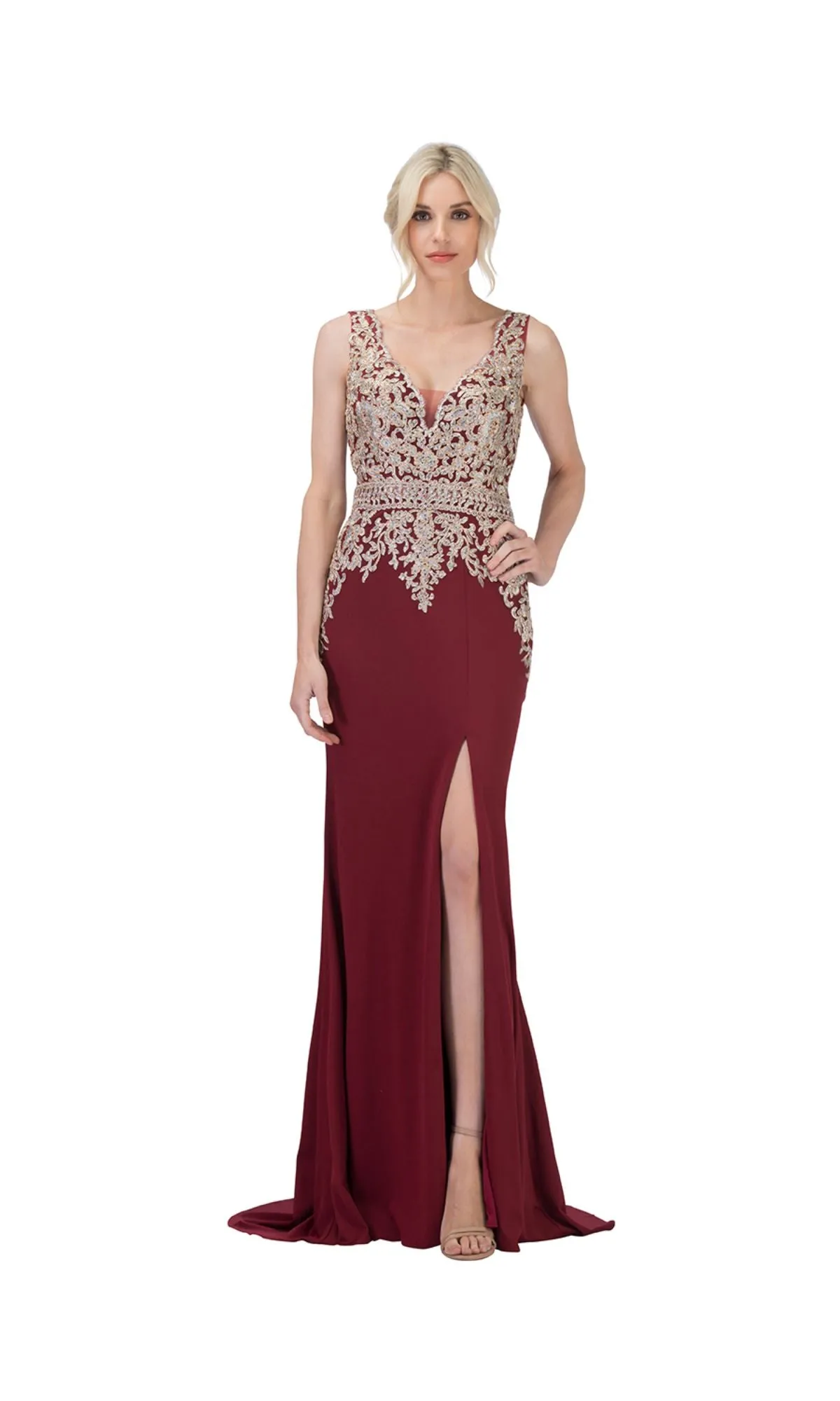 Embroidered-Bodice Long Prom Dress: Chicas C7530 sold by PromGirl product image thumbnail 3