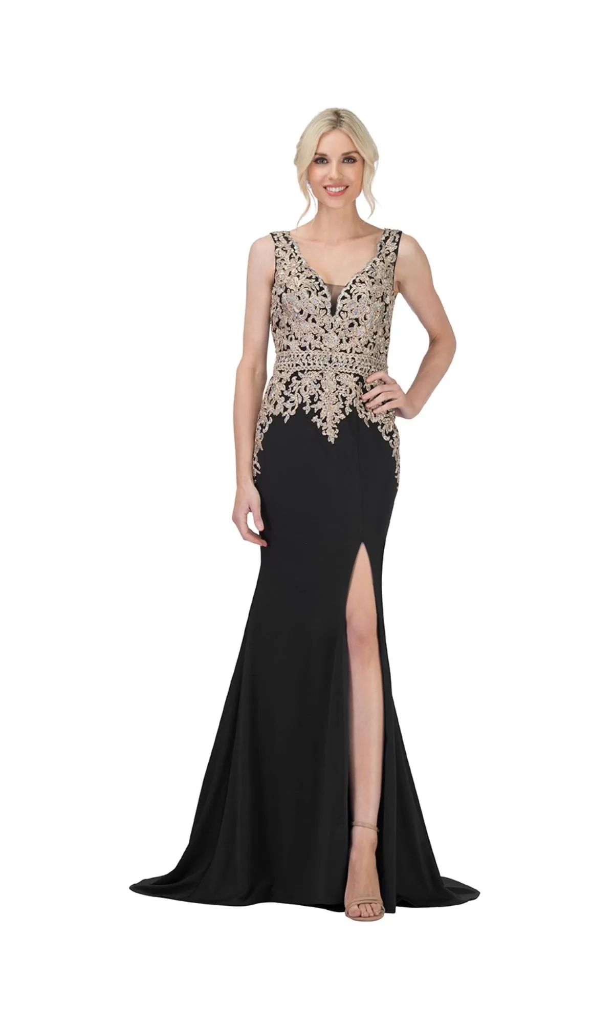 Embroidered-Bodice Long Prom Dress: Chicas C7530 sold by PromGirl product image thumbnail 2