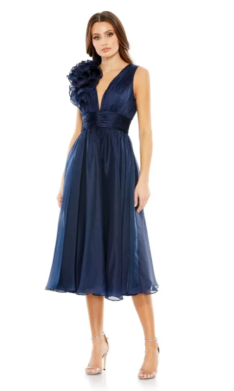 Short Ruched Wedding-Guest Dress: Mac Duggal 49494 sold by PromGirl