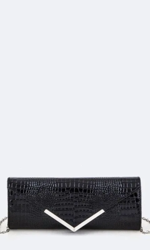 Faux Leather Croc Embossed Evening Clutch sold by PromGirl