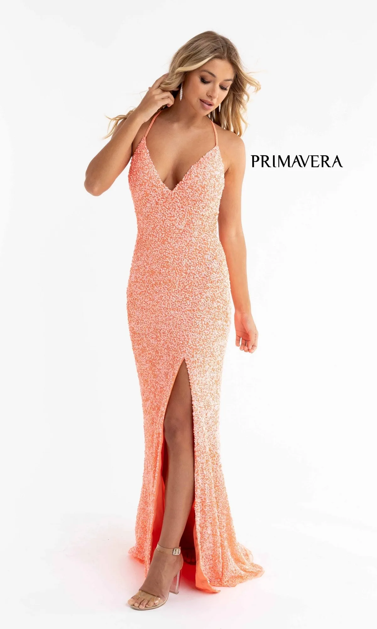Open-Back Bright Long Sequin Prom Dress 3291B sold by PromGirl product image thumbnail 4
