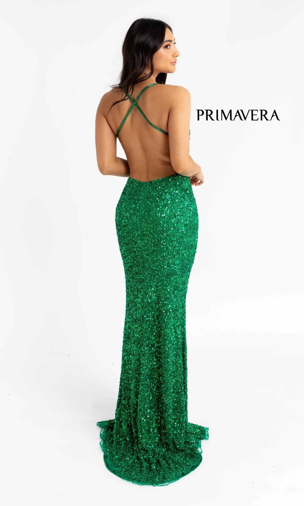 Open-Back Bright Long Sequin Prom Dress 3291B sold by PromGirl product image thumbnail 2
