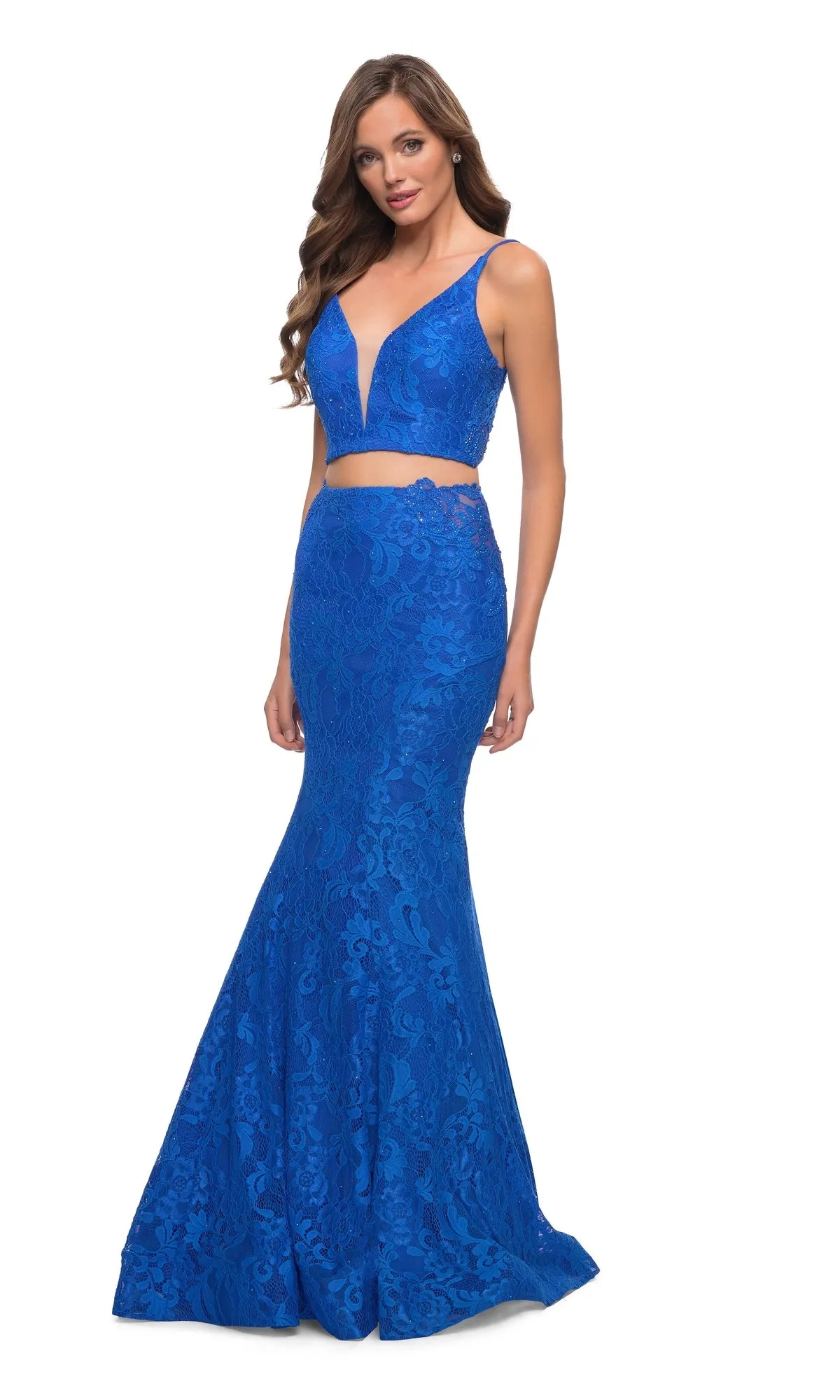 Two-Piece Lace Mermaid Prom Dress: La Femme 29970 sold by PromGirl