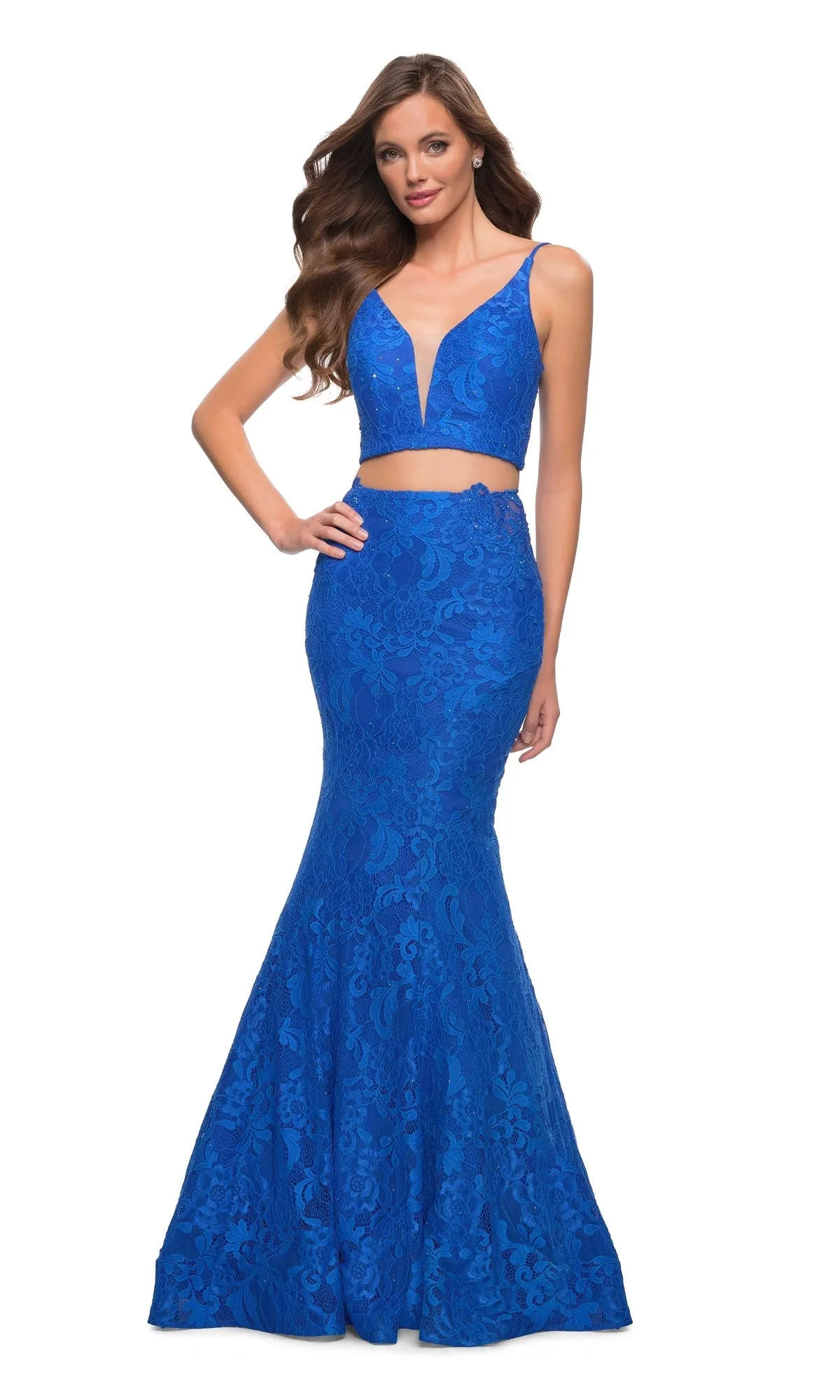 Two-Piece Lace Mermaid Prom Dress: La Femme 29970 sold by PromGirl product image thumbnail 4